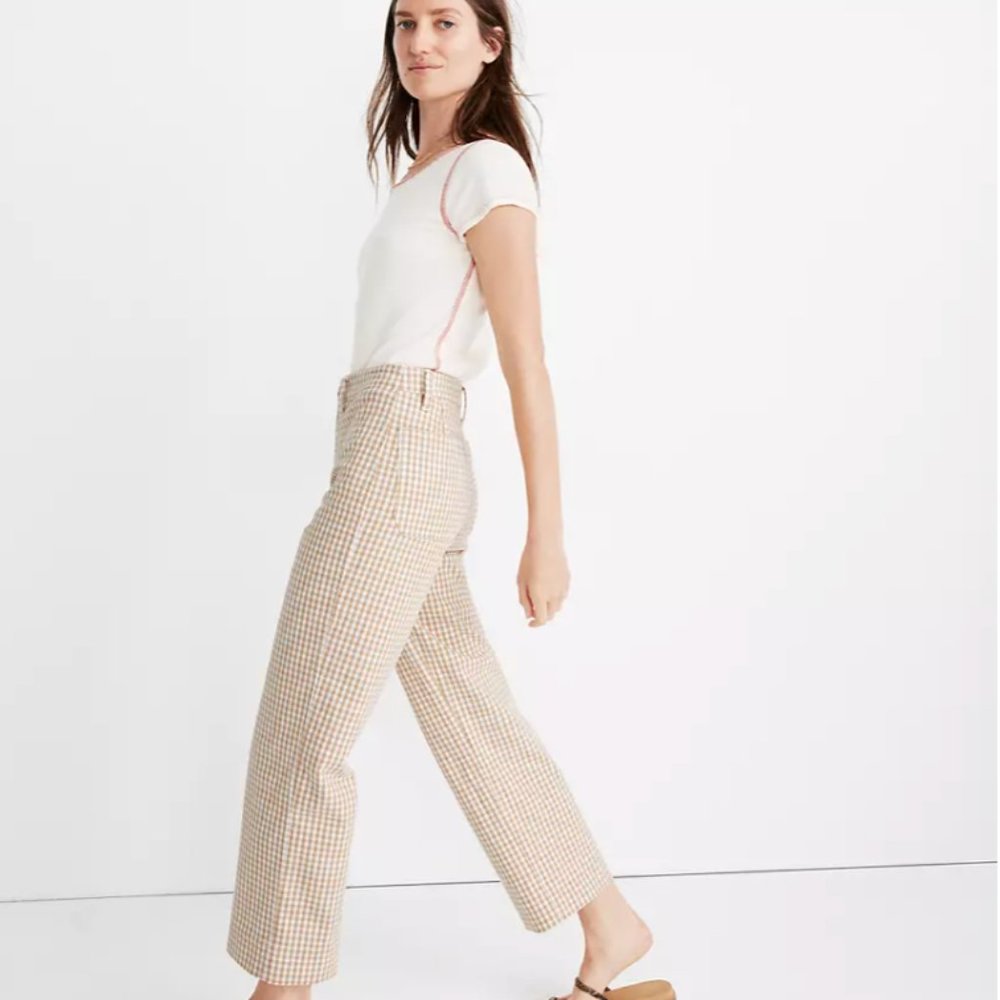 Slim Emmett Wide-leg pant in yellow gingham